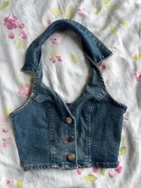 H&M denim halter neck vest